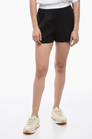 Alexander Wang Pleated High Waisted Shorts With Logoed Band