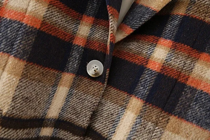 CHECK WOOLEN BLAZER COAT