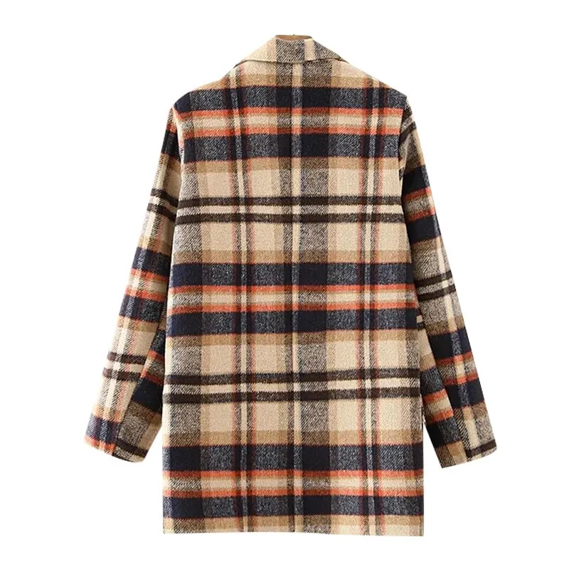 CHECK WOOLEN BLAZER COAT