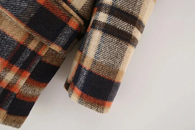 CHECK WOOLEN BLAZER COAT