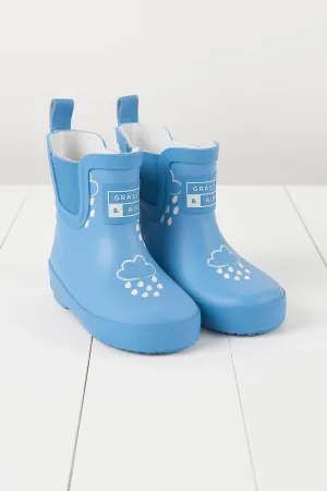 Cornflower Blue Short Colour-Changing Kids Wellies