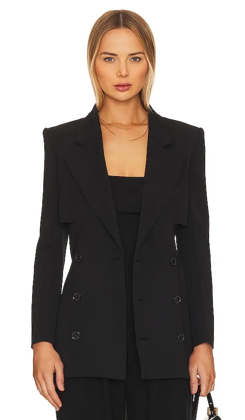 FRAME Fitted Storm Flap Blazer in Black