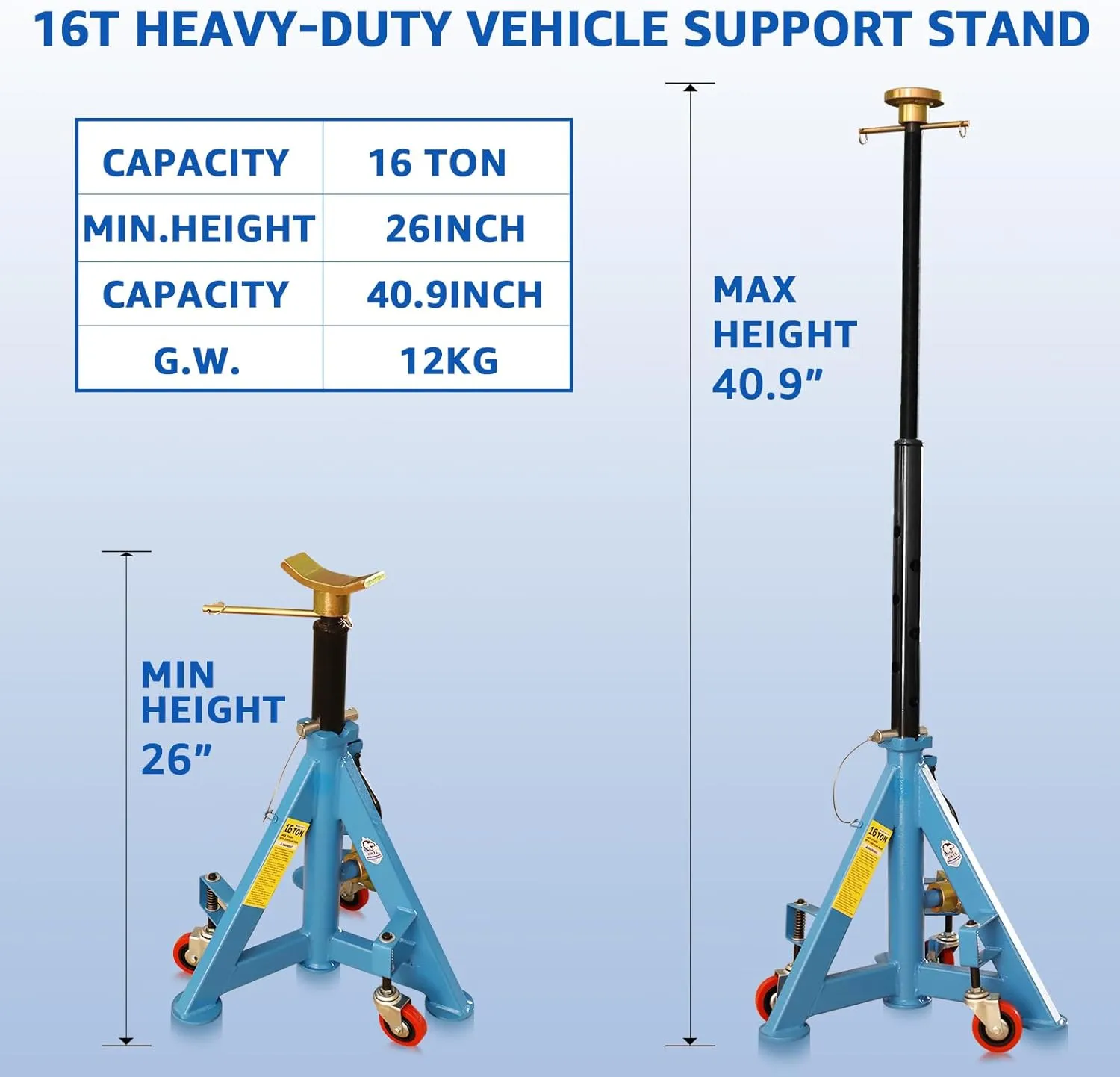 Heavy Duty Truck Support Stands, Adjustable Height