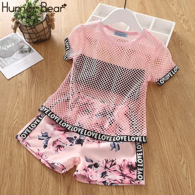 Humor Bear Baby Girls Clothes Sets 2020 Summer Dot flying sleeve top strap dress Headband 3-piece kids Children's Clothing Suit