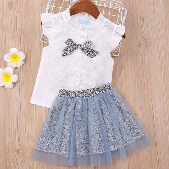 Humor Bear Baby Girls Clothes Sets 2020 Summer Dot flying sleeve top strap dress Headband 3-piece kids Children's Clothing Suit
