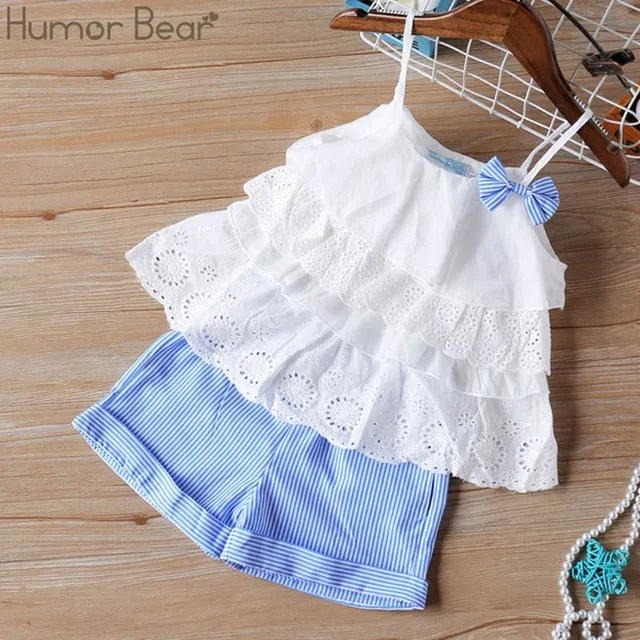 Humor Bear Girls Clothing Set Pearl Girls Clothes Set Lovely Long Eyelashes Toddler Girl tops   Pants Girls Suit Kids Clothes