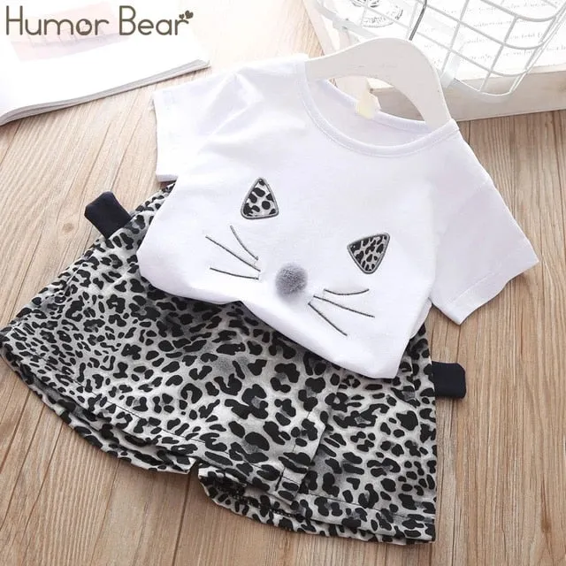 Humor Bear Girls Clothing Set Pearl Girls Clothes Set Lovely Long Eyelashes Toddler Girl tops   Pants Girls Suit Kids Clothes