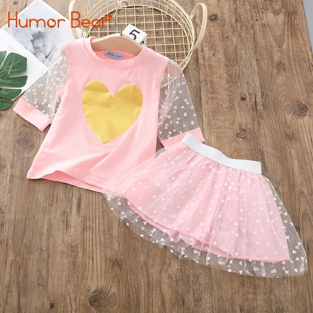Humor Bear Girls Clothing Set Pearl Girls Clothes Set Lovely Long Eyelashes Toddler Girl tops   Pants Girls Suit Kids Clothes