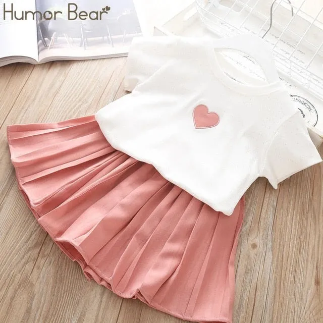 Humor Bear Girls Clothing Set Pearl Girls Clothes Set Lovely Long Eyelashes Toddler Girl tops   Pants Girls Suit Kids Clothes