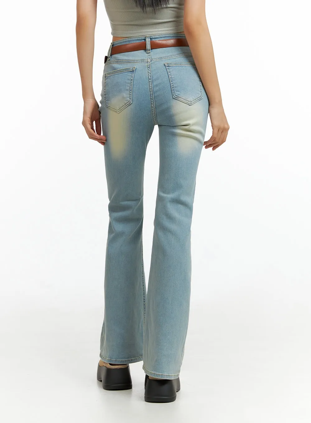 Light Washed Slim Fit Bootcut Jeans IL409