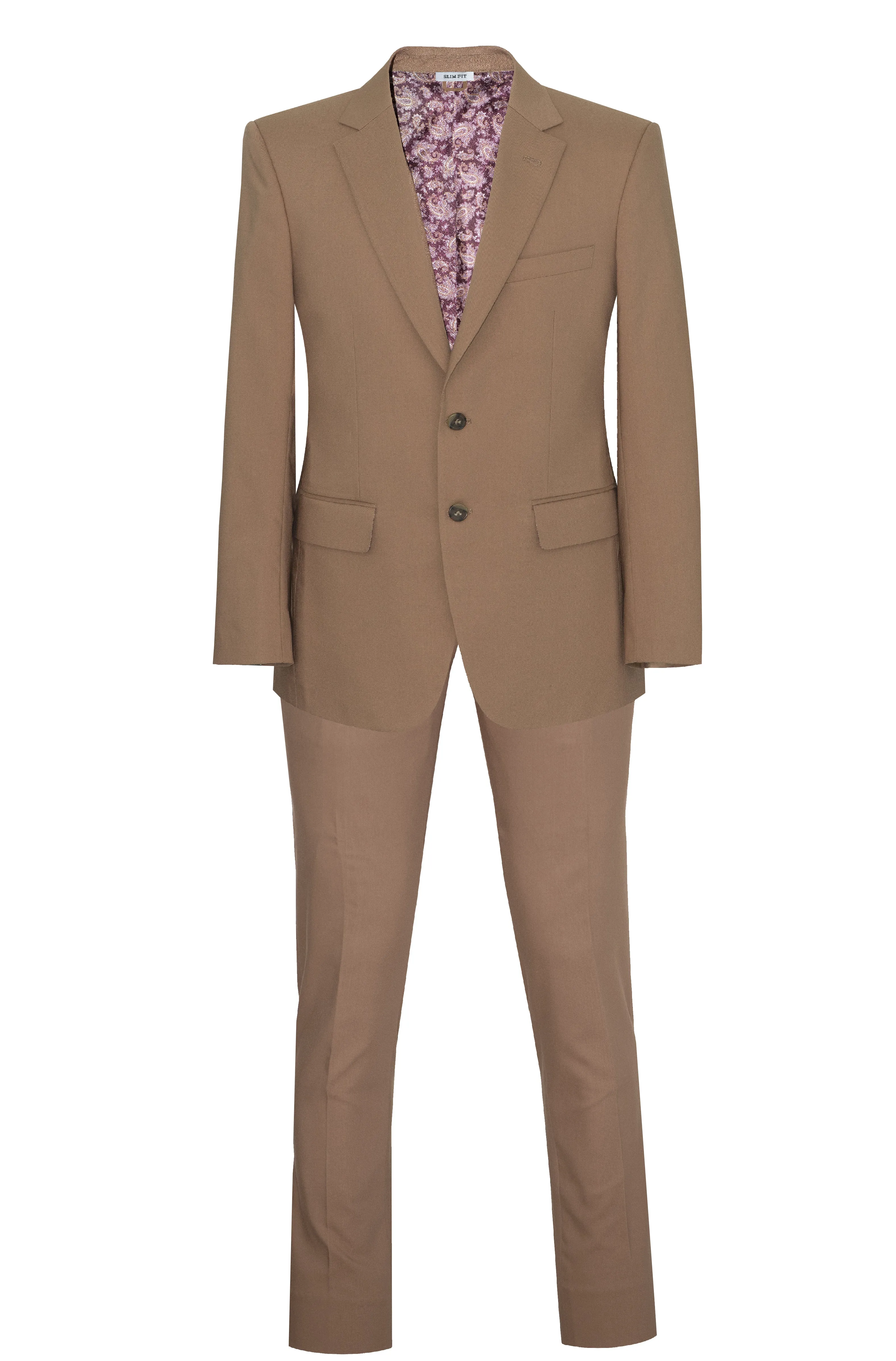 SUPER 130's WOOL CAMEL SLIM-FIT SUIT FOR MEN