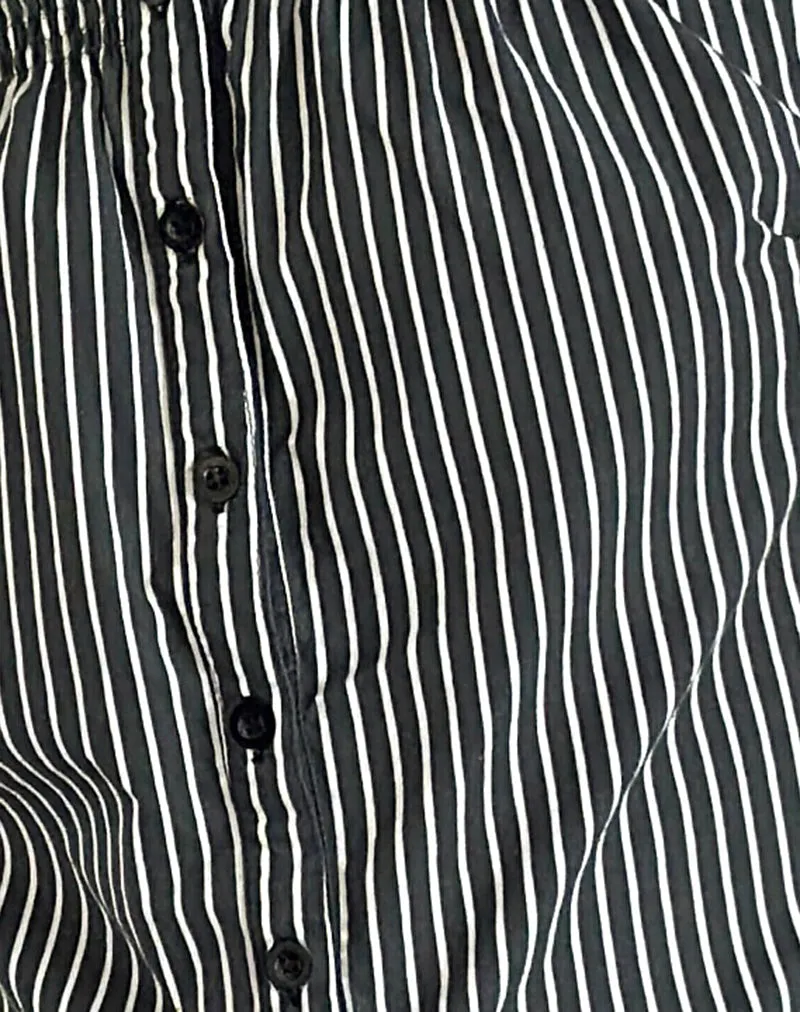 Optimized: Black and Grey Striped Ulsan Fitted Shirt