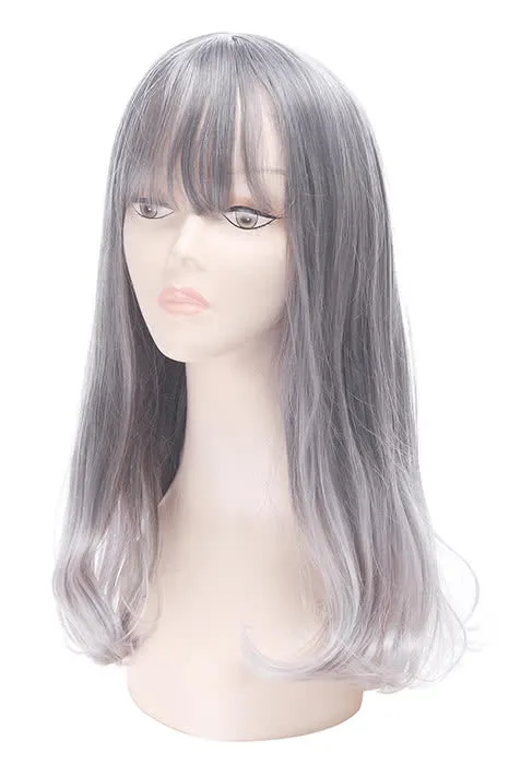 Women Medium Long Curly Fashion Wigs Gray Hair Wigs