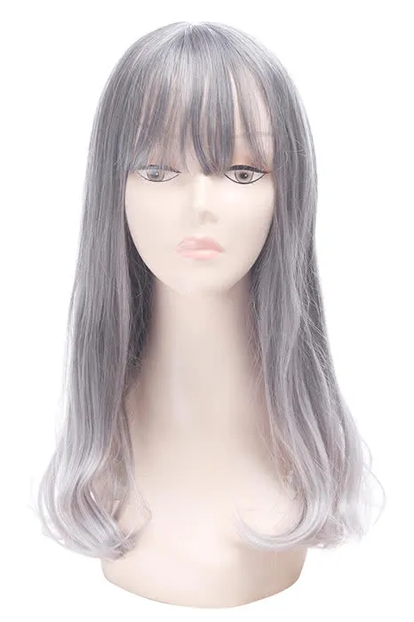 Women Medium Long Curly Fashion Wigs Gray Hair Wigs