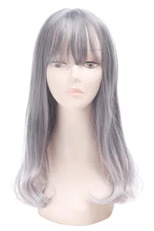 Women Medium Long Curly Fashion Wigs Gray Hair Wigs