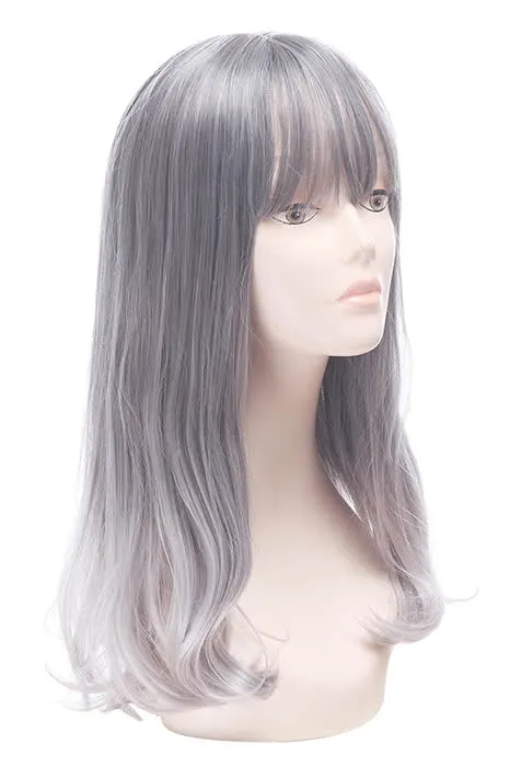 Women Medium Long Curly Fashion Wigs Gray Hair Wigs