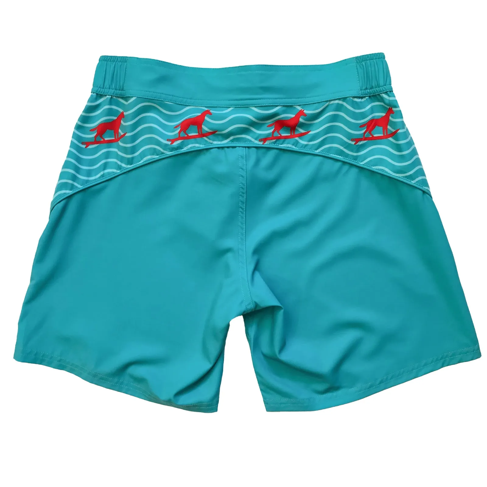 Women's Mid-Length Boardies: Turquoise Dingo