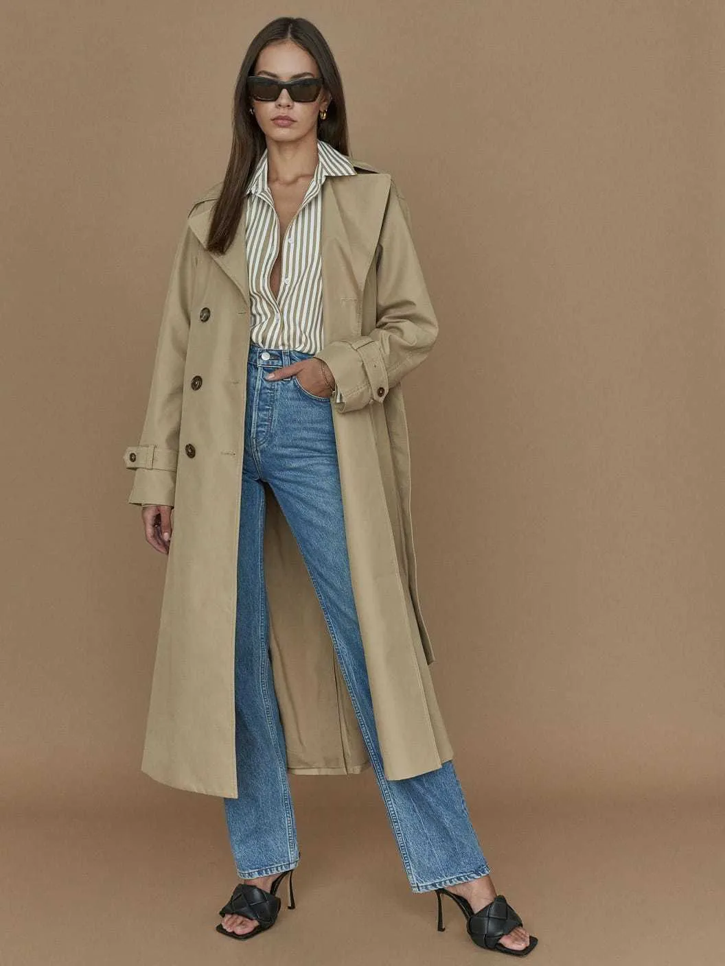 xakxx Elegant Lapel Double Breasted Long Women Trench Coats  Autumn Winter Overcoat Full Sleeve Belted Ladies Windbreaker