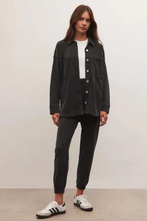 Z SUPPLY - ALL DAY KNIT DENIM JACKET VINTAGE BLACK